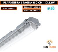 PLAFONIERA STAGNA LED COMPLETA DI NEON TUBO T8 60-120-150 CM 220V SOFFITTO IP65 [EEK: A+]
