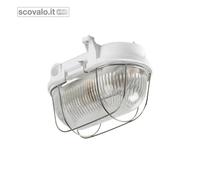 Plafoniera Tartaruga E27 190mm con Griglia Metallo e Vetro IP54 Bianco