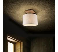 Plafoniera Tessuto Legno Bianco Luce Sala da Pranzo Lampada Pavimento 1x E27 [EEK: Non valutato]