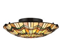Plafoniera Tiffany Alcott Acciaio Bronzo Valiant 2 Luci E27