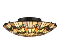 Plafoniera Tiffany Alcott Acciaio Bronzo Valiant 2 Luci E27