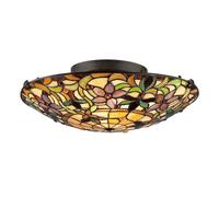 Plafoniera Tiffany Kami Metallo Bronzo Vintage 2 Luci E27