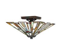 Plafoniera Tiffany Maybeck Acciaio Bronzo Valiant 2 Luci E27
