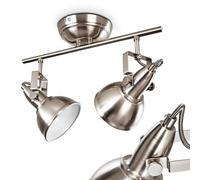 Plafoniera Tina, plafoniera in metallo in nichel opaco/bianco, 2 luci, con faretti orientabili, 2 x attacco E14, faretto dal design retro/vintage, senza lampadina/e