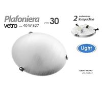 PLAFONIERA TONDA APPLIQUE IN VETRO DA SOFFITTO 2 LUCI 30 CM ORM-664984