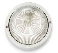 Plafoniera tonda con diametro 18.5xH10.6 cm con corpo in termoplastica e diffusore in vetro