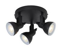 Plafoniera Tonda Contemporanea Focus Spotlight Acciaio Bianco Nero 3 Luci Gu10