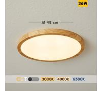 Plafoniera tonda effetto legno design sottile LED CCT IP40 luce soffitto 48cm [EEK: F]