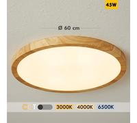 Plafoniera tonda effetto legno design sottile LED CCT IP40 luce soffitto 60cm [EEK: E]