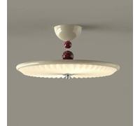 Plafoniera Tonda LED Semi Filo, Rétro Lampada da Soffitto Letto | Luce a Soffitto Dimmerabile Acrilico Plissettato Mid Century Moderna Luce da Interno(Cream(3 modes),52cm/20.47in)