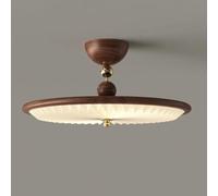 Plafoniera Tonda LED Semi Filo, Rétro Lampada da Soffitto Letto | Luce a Soffitto Dimmerabile Acrilico Plissettato Mid Century Moderna Luce da Interno(Walnut(3 modes),42cm/16.53in)