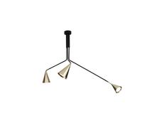 Plafoniera TOOY Gordon 561.13ABC, Nero Opaco/Ottone Spazzolato