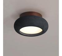 Plafoniera Travertino, Giapponese Mini LED Lampada da Soffitto | Luce a Soffitto Pietra Naturale Nordica Industriale Nera Tonda Moderna Luce da Interno per Ingresso Scale(6000K)