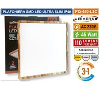 PLAFONIERA ULTRA SLIM QUADRATA LEGNO SMD LED 45W IP40 CCT 3IN1CAMBIA COLORE LUCE [EEK: E]