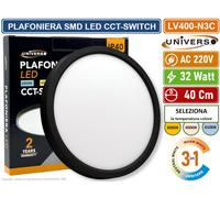 PLAFONIERA ULTRA SLIM ROTONDA NERA SMD LED 32W Ø40CM IP40 CCT 3 IN 1