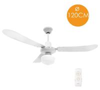 Plafoniera Ventilatore da Soffitto Attacco E27 3 Pale Telecomando Ø120CM Interno