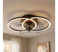 Plafoniera Ventilatore da Soffitto Soggiorno LED Telecomando Regolabile L 42 CM