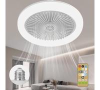 Plafoniera Ventilatore LED E27 36W Luce Dimmer 3 Velocità Telecomando da Interno