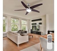 Plafoniera Ventilatore Schlafzimmerlampe Braun LED Telecomando D 132cm