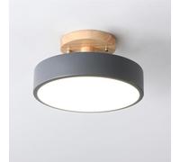 Plafoniera Verde Macaron, Moderna plafoniera a LED da 13W, plafoniere a Montaggio Superficiale Nordico Lampada da Soffitto in Legno, Bagno Rotonde in Metallo con Paralume Soggiorno (grigio（13W）)