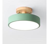 Plafoniera Verde Macaron, Moderna plafoniera a LED da 13W, plafoniere a Montaggio Superficiale Nordico Lampada da Soffitto in Legno, Bagno Rotonde in Metallo con Paralume Soggiorno (verde（13W）)