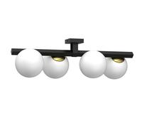 Plafoniera Vetro Metallo Nero Oro Bianco Camera L: 70 CM Deckenleuchte E27