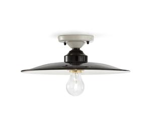 Plafoniera Vintage B&W Metallo Smaltato Nero E Bianco 1 Luce E27 35Cm