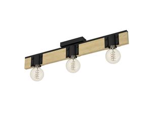 Plafoniera Vintage Bailrigg Acciaio Nero 3 Luci E27