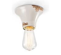 Plafoniera Vintage Tonda Piccola Ceramica Bianca 1 Luce E27