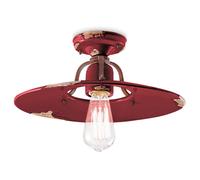 Plafoniera Vintage Country Ferro E Ceramica Bordeaux 1 Luce E27