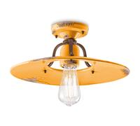 Plafoniera Vintage Country Ferro E Ceramica Giallo 1 Luce E27