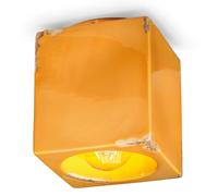 Plafoniera Vintage Cubo Ceramica Gialla 1 Luce E27
