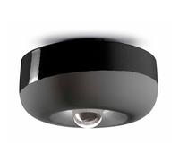 Plafoniera Vintage Decò Bellota Ceramica Nero Carbone 1 Luce E27