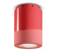 Plafoniera Vintage Decò Pi Ceramica Rosso Corallo 1 Luce E14