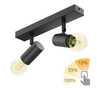 Plafoniera vintage E27 FARE retrò nera orientabile a 2 luci +Lampade LED