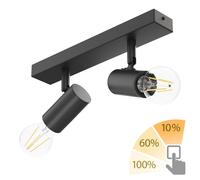 Plafoniera vintage E27 FARE retro nero orientabile a 2 luci + lampade LED [EEK: D]