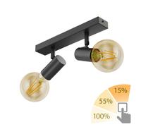 Plafoniera vintage E27 FARE retro nero orientabile a 2 luci + lampade LED