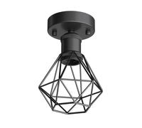 Plafoniera vintage E27 RETRA con paralume nero a gabbia