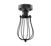 Plafoniera vintage E27 RETRA nera con paralume a gabbia nero