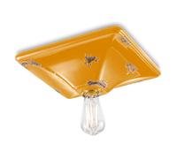 Ferroluce Plafoniera Vintage Quadrata Grande in Ceramica Gialla 1 Luce E27 C136(VIG)
