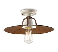 Plafoniera Vintage Grunge Ferro E Ceramica Craquele' 1 Luce E27 40Cm