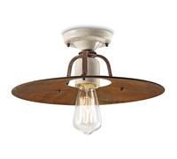 Plafoniera Vintage Grunge Ferro E Ceramica Craquele' 1 Luce E27 40Cm