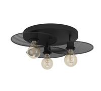 Plafoniera Vintage Ikeston Acciaio Nero 3 Luci E27