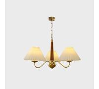 Plafoniera vintage in rame stile nordico, 3 teste in ottone anticato con tessuto pieghettato francese, illuminazione classica per sala da pranzo e camera da letto, elegante decorazione per la casa