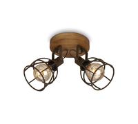 Plafoniera Vintage Korbo Metallo Ruggine Legno 2 Luci E27 Ip20 [EEK: A++]