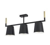 Plafoniera Vintage Lacey Acciaio Nero 3 Luci E27