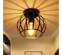 Plafoniera vintage, lampada a sospensione industriale in metallo a forma di gabbia, lampada da soffitto retrò E27 lampada a sospensione paralume per corridoio