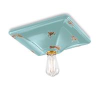 Plafoniera Vintage Quadrata Grande Ceramica Azzurra 1 Luce E27