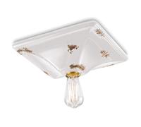 Plafoniera Vintage Quadrata Grande Ceramica Bianca 1 Luce E27