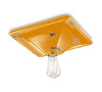 Plafoniera Vintage Quadrata Grande Ceramica Gialla 1 Luce E27
